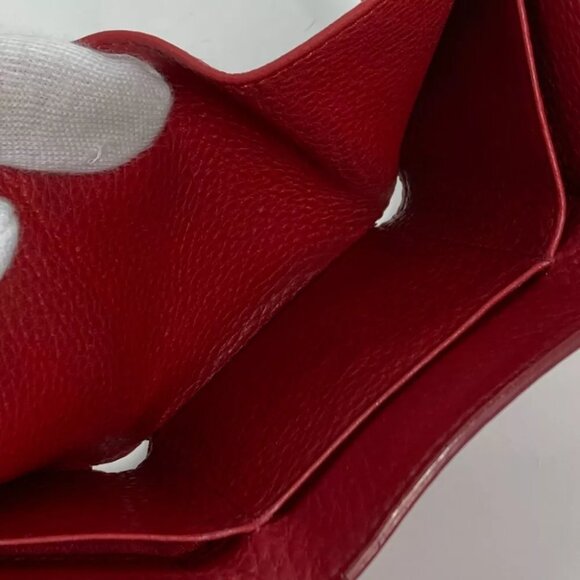 PRADA 1MH021 logo CompactWallet Trifold wallet Leather Red/Gold - Picture 13 of 13